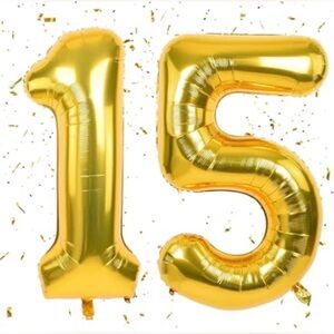 Balloon Number 15 (or 51) Gold - 40 inch Big Foil Mylar for Party Decorations